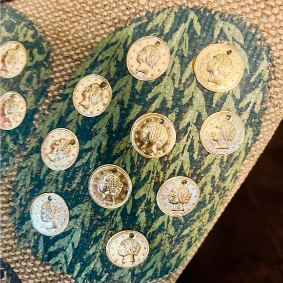 Vintage RARE Enid Collins Canvas & Leather Money Tree Bag - Picture 4 of 5